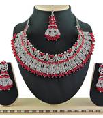 Red designer function wear ad necklace set