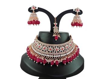 Red designer function wear ad necklace set 1