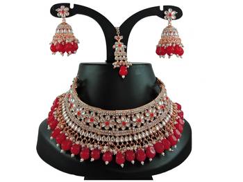 Red designer function wear ad necklace set 1