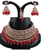 Red designer function wear ad necklace set