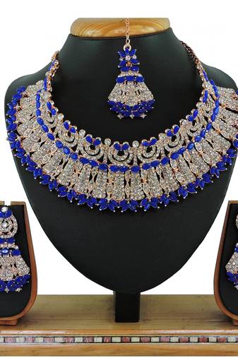 Blue designer function wear ad necklace set