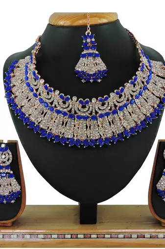 Blue designer function wear ad necklace set