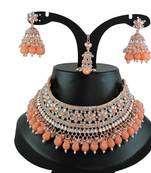 Orange designer function wear ad necklace set