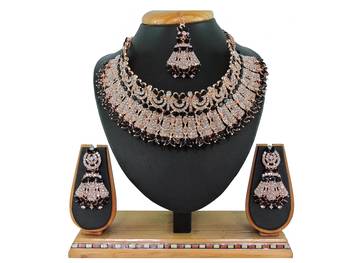 Black designer function wear ad necklace set 1