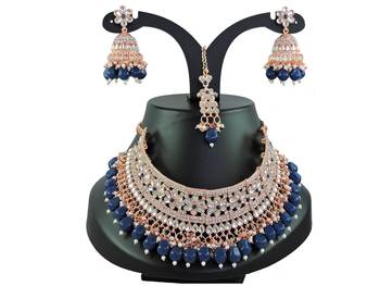 Blue designer function wear ad necklace set 1