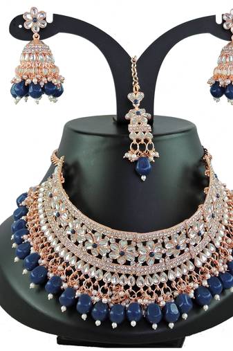 Blue designer function wear ad necklace set