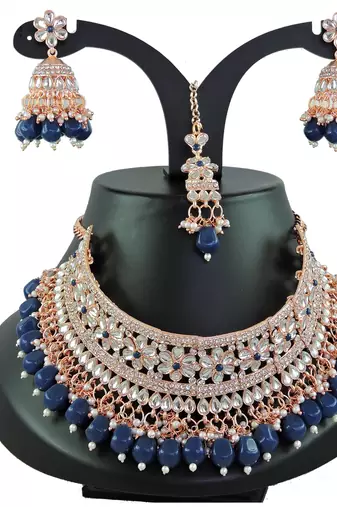 Blue designer function wear ad necklace set