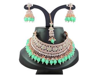 Green designer function wear ad necklace set 1