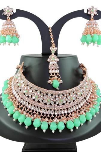 Green designer function wear ad necklace set