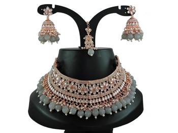 Grey designer function wear ad necklace set 1