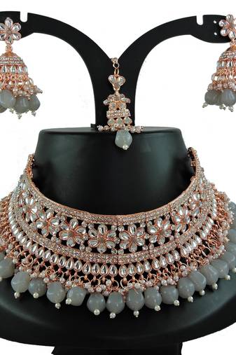 Grey designer function wear ad necklace set