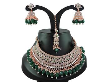 Green designer function wear ad necklace set 1