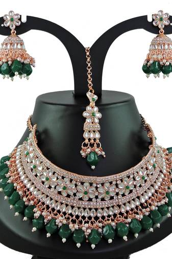 Green designer function wear ad necklace set