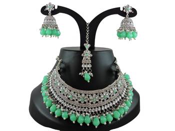 Green designer function wear ad necklace set 1