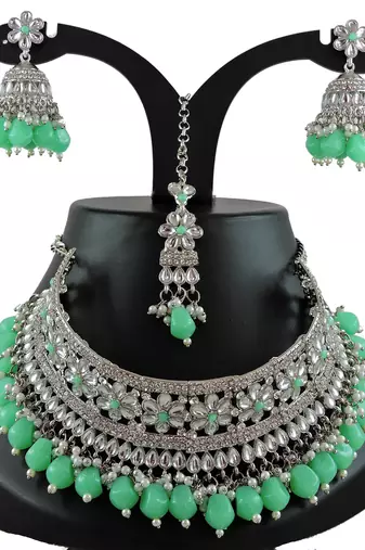 Green designer function wear ad necklace set
