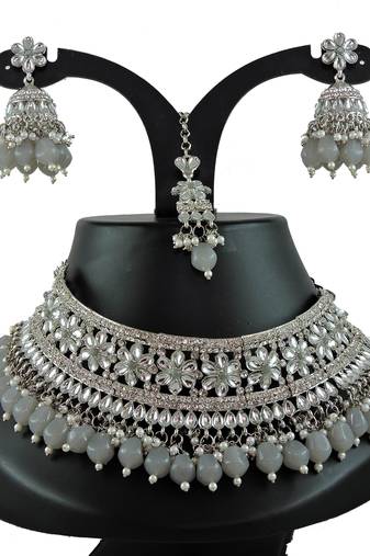 Grey designer function wear ad necklace set