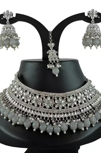 Grey designer function wear ad necklace set