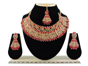 Red designer function wear ad necklace set 1