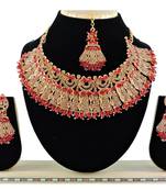 Red designer function wear ad necklace set