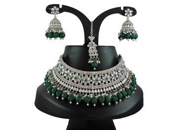 Green designer function wear ad necklace set 1