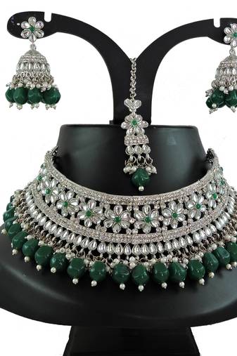 Green designer function wear ad necklace set