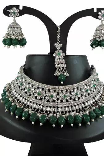 Green designer function wear ad necklace set