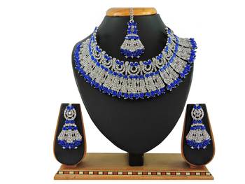 Blue designer function wear ad necklace set 1