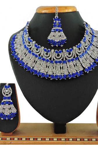Blue designer function wear ad necklace set
