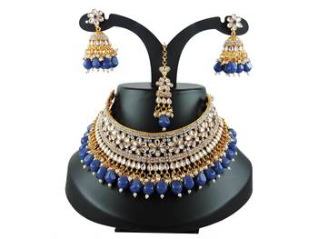 Blue designer function wear ad necklace set 1