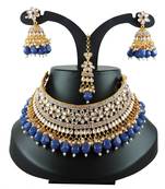 Blue designer function wear ad necklace set