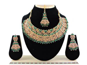 Green designer function wear ad necklace set 1