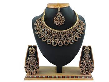 Black designer function wear ad necklace set 1