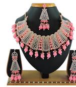 Pink designer function wear ad necklace set