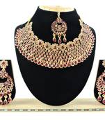 Maroon designer function wear ad necklace set