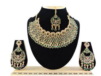Green designer function wear ad necklace set 1