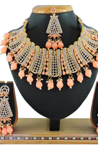 Orange designer function wear ad necklace set