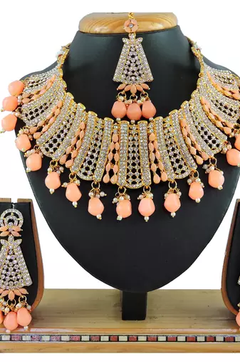 Orange designer function wear ad necklace set