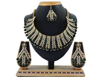 Green designer function wear ad necklace set 1