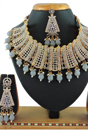 Grey designer function wear ad necklace set
