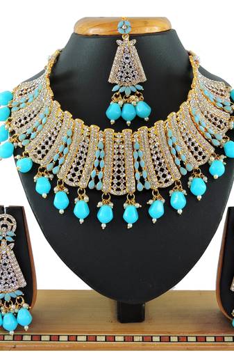 Turquoise designer function wear ad necklace set