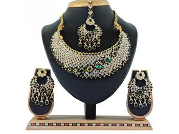 Green designer function wear ad necklace set 1