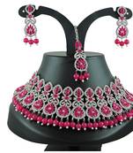 Red designer function wear ad necklace set