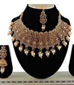 Gold designer function wear ad necklace set