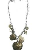 Heart necklace with coins design