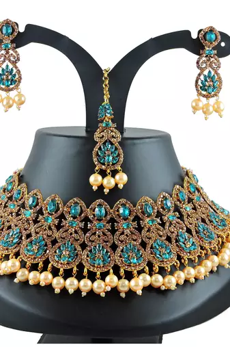 Turquoise designer function wear ad necklace set