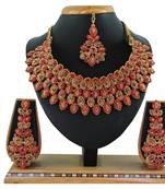 Red designer function wear ad necklace set