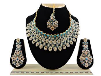 Turquoise designer function wear ad necklace set 1