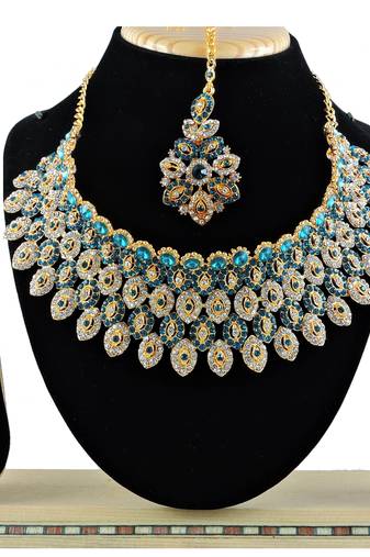 Turquoise designer function wear ad necklace set