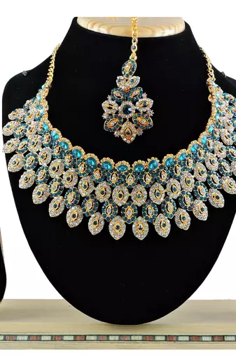 Turquoise designer function wear ad necklace set