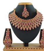 Pink designer function wear ad necklace set